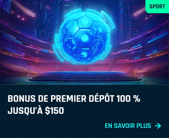 Image bonus dépôt sport 100 % jusqu’à 150 $