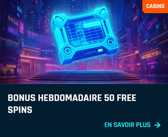 Boîte futuriste bleue – bonus 50 tours gratuits hebdo