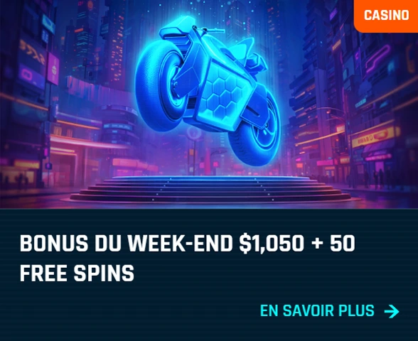 Moto bleue futuriste – bonus week-end 1050 $ + 50 FS
