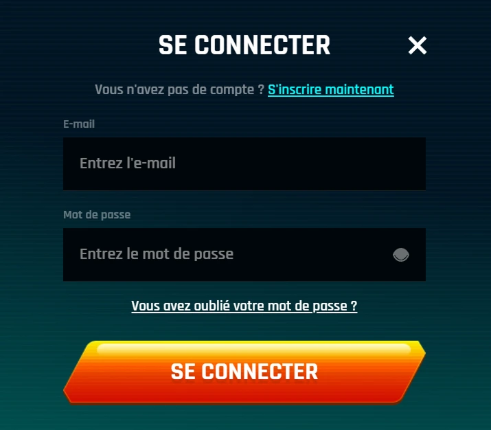Formulaire de connexion avec champ e-mail et mot de passe