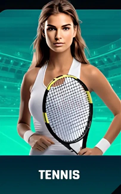 Joueuse de tennis avec raquette en tenue blanche