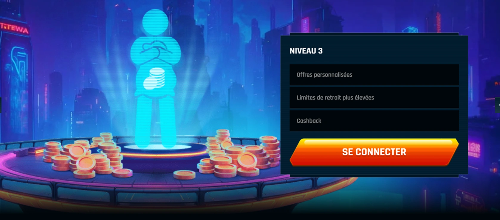 Avatar niveau 3 bras croisés avec pièces et bonus